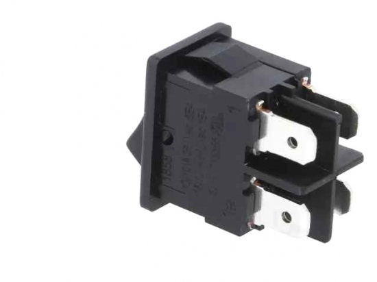 Schakelaar rocker snap-in aan/uit rechthoekig zwart (0/1) DPST 16A/250V 